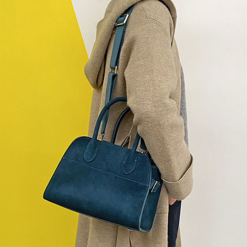 Donna-In Suede Handbag Genuine Cow Leather Casual Tote Bag For Women Brown Solid Large Capacity Commute Travel Bags BagVoyage