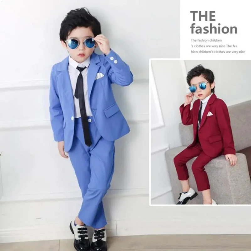 2024 Boys Suits for Weddings Blazer Pants Kids Formal Clothes Dresses Children Party Sets Classic Teeanger Boy School Uniform 241116