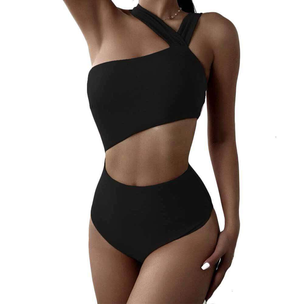 2024 New Swimming Suit Sexy Hollow Shoulder Tight One Piece Bikini F41730 94086
