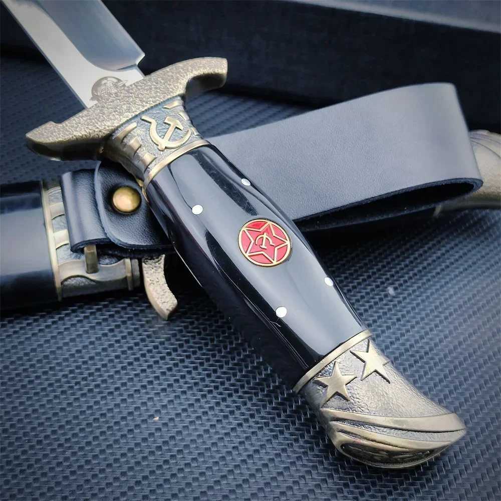 New Russian Ussr Finka NKVD fixed blade 7CR13Mov blade zinc alloy and resin manual hunting knife military tactical full Tang knife W241116