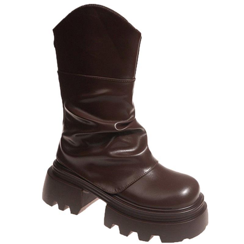 Back Zipper Autumn Thick Heel Versatile Short Boots.