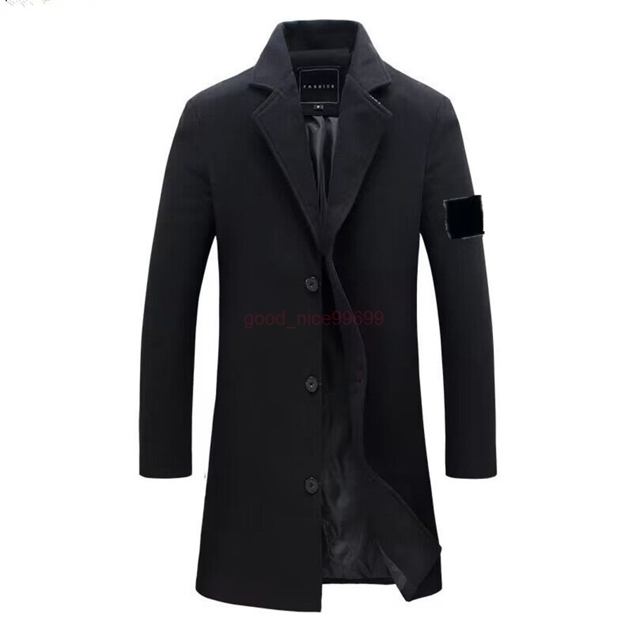 25ss topST0 Fashion brand men's woolen coat solid color casual lapel double-breasted coat men's long-sleeved cardigan jacket top woolen coat