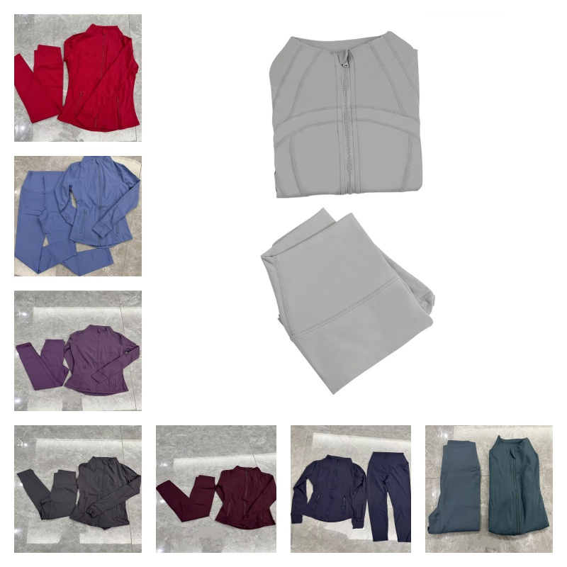 2pcs Yoga Set Gym set Jacket and leggings Women's Yoga Jacket Workout Elastic Waist leggings Fitness quick dry fitness Activewear Sweatshirt Zip up Sportwear