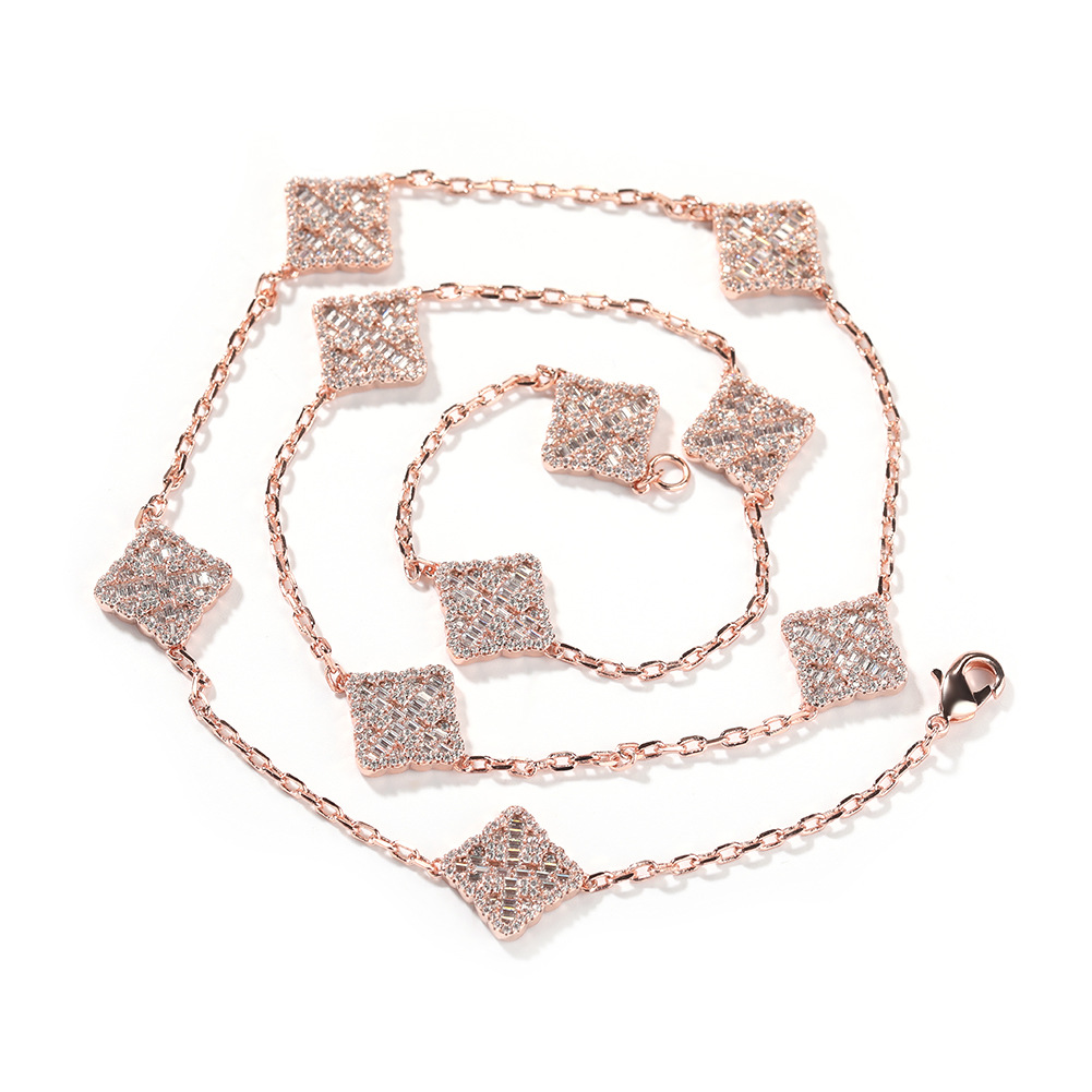 Lucky Four-leaf Clover Flower Pendant Necklace Adjustable Clavicle Chain Jewelry