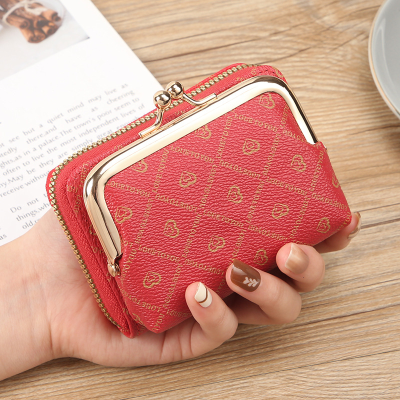 PT060,New Womens Fashion Zipper Short Wallet Large Capacity Coin Multi Slot Card Bag Money Clip