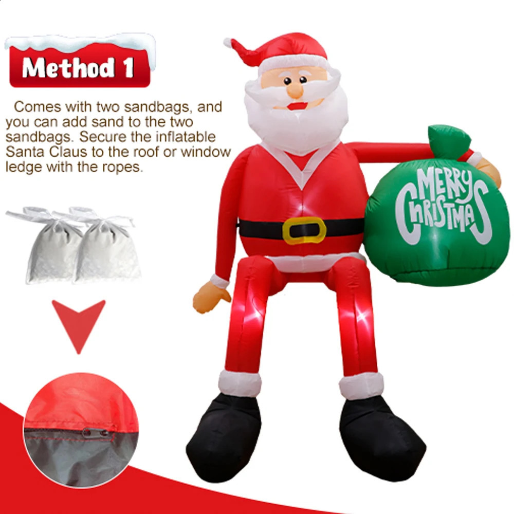 8-foot climbing Santa Claus inflatable Christmas yard decoration with LED for outdoor decoration 241112