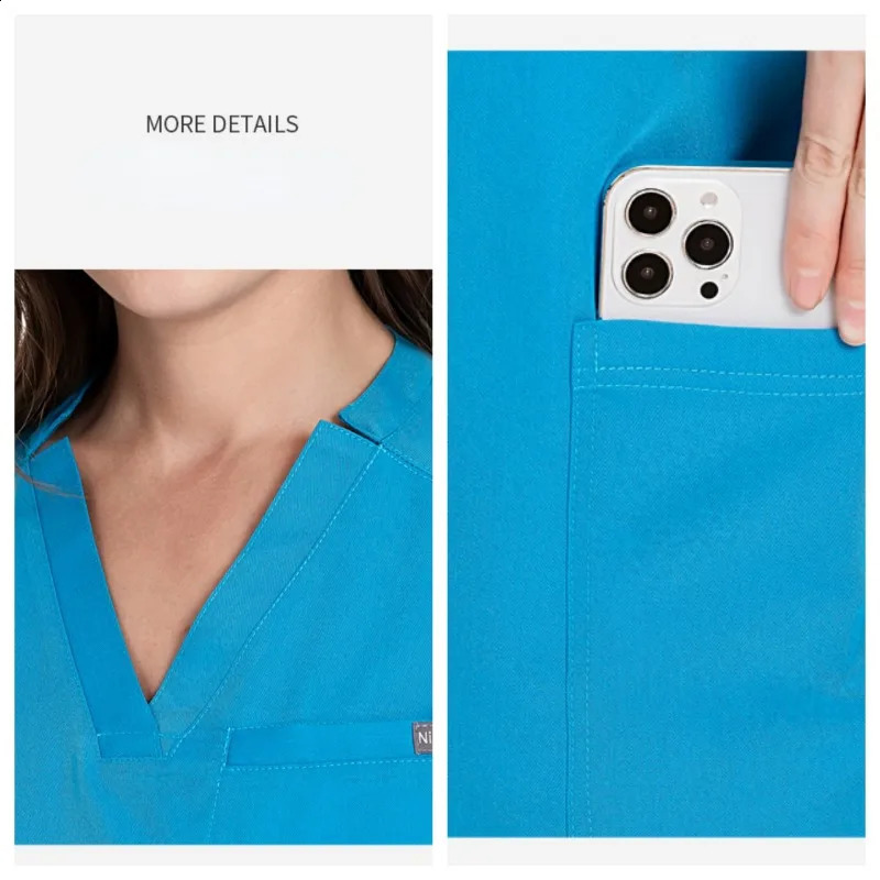 Mens Scrubs Uniform Lab Set Male Wholesale Clinic Hospital Doctor Overalls V-neck Fashion Scrub Pharmacy Nurse Clothes 241116