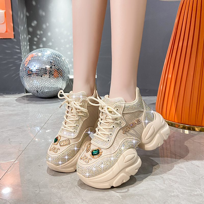 High Quality Fashion Women's Shoes New Rhinestone Women's Sneakers Diamond Breathable Luxury Designer Casual Platform Shoes Shiny outdoor ru