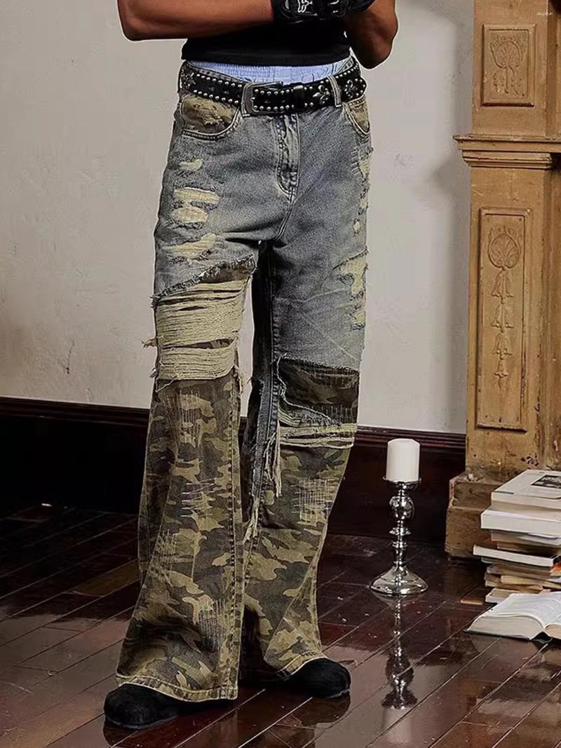 2025 S Fashion Designer Men S Jeans High End Straight Leg Pants Ripped Ing Design Trend Personality Fashion High Street Style