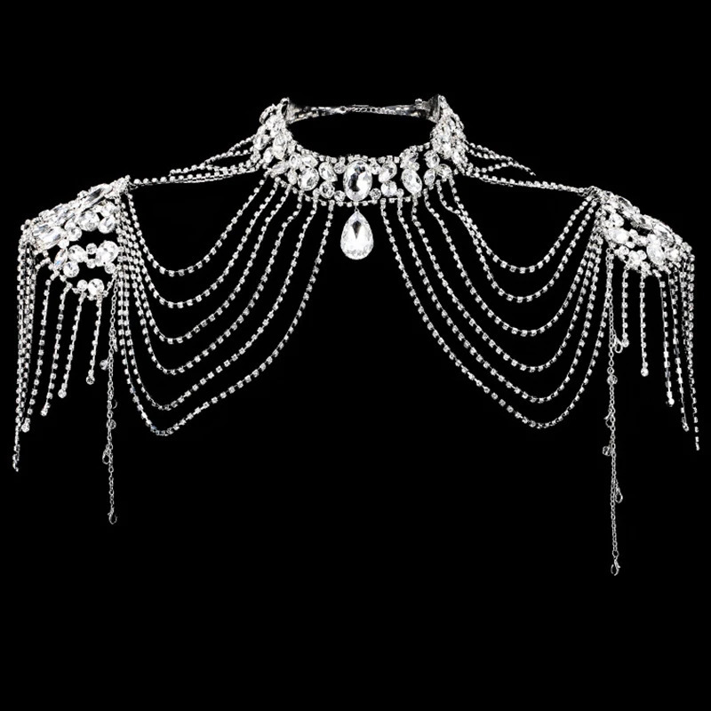 Bridal Chain Tassel Shoulder Straps Bridal Beads Lace Jewelry Crystal Accessories Wedding Necklace Jewelry 241116