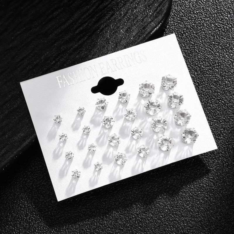 New 12 Pair/Pack White Shiny Wedding Stud Earrings Set For Women Men Crystal Jewelry Accessories Ooellen Jewelry Earrings XJ250623