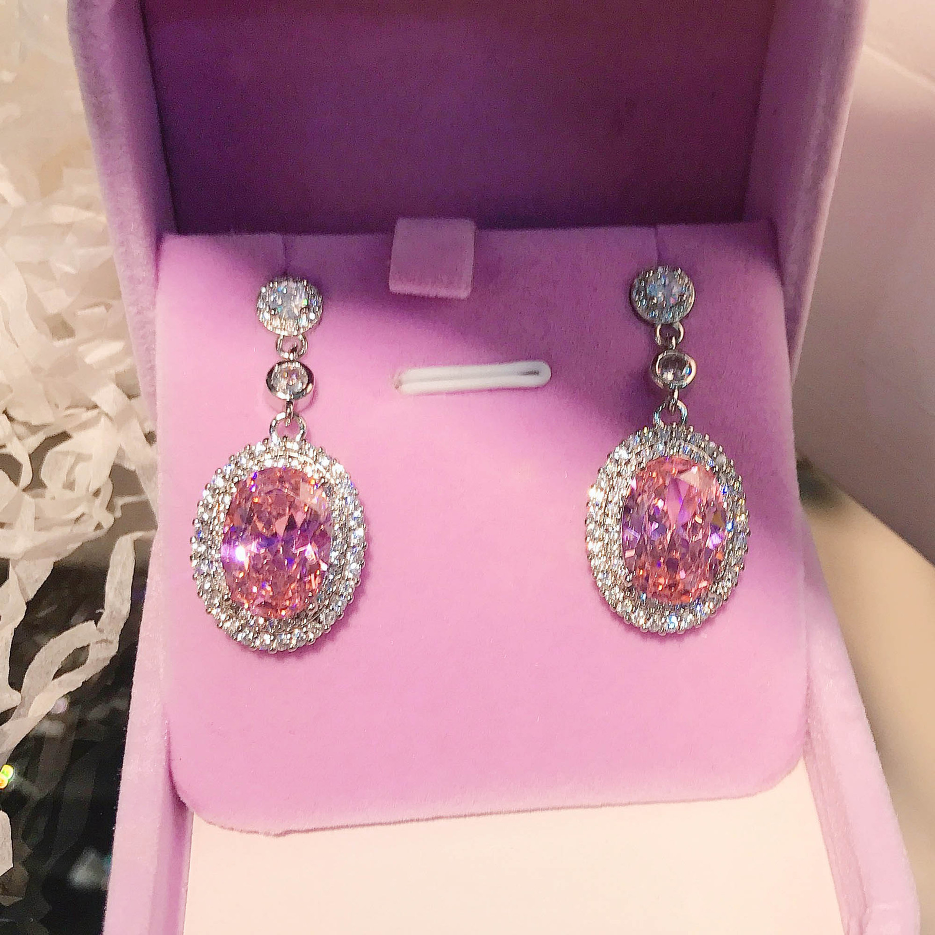 2024 Choucong Brand Ins Top Sell Dangle Earrings Jewelry Oval Cut Multi Color 5A Cubic Zircon CZ Dia Party Women Wedding Elagent Drop Earring Gift