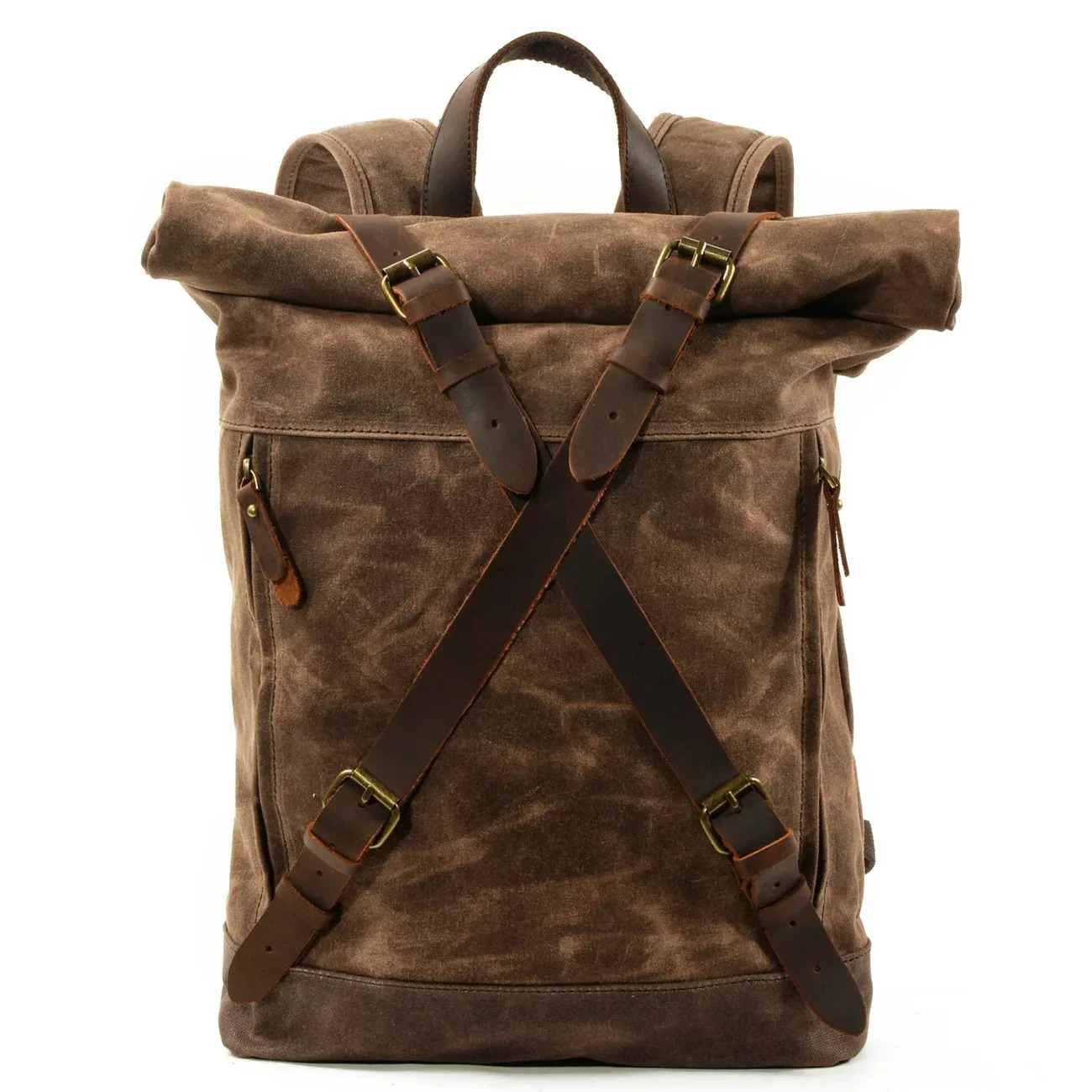 Men's Waterproof Wax Canvas Hiking Outdoor 30 L Travel Bag Anti-Theft Laptop Retro Rolled Backpack Canvas BagVoyage