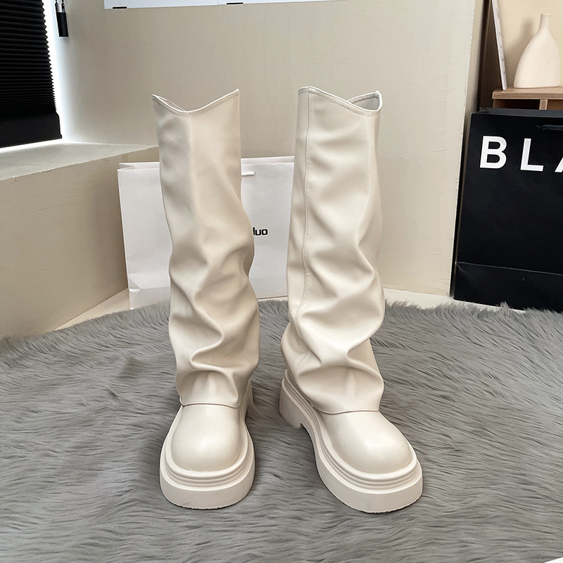 2024 Women's Winter Boots: Versatile Retro Style Long Boots, Anti-Slip Thick Sole, Black/Beige/Brown b0f9