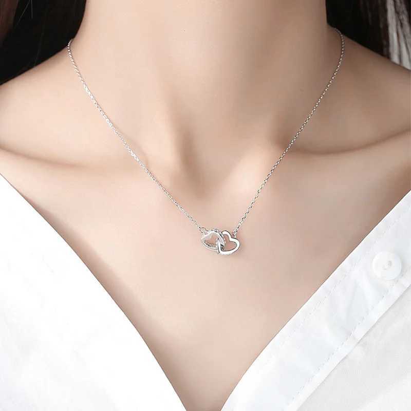 5PCS/Set Heart Shed Jewelry Sets Of Ring Earrings Necklace For Women Elegance Rhinestone Double Heart JewelryXJ241214