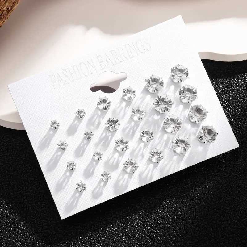 New 12 Pair/Pack White Shiny Wedding Stud Earrings Set For Women Men Crystal Jewelry Accessories Ooellen Jewelry Earrings XJ250623