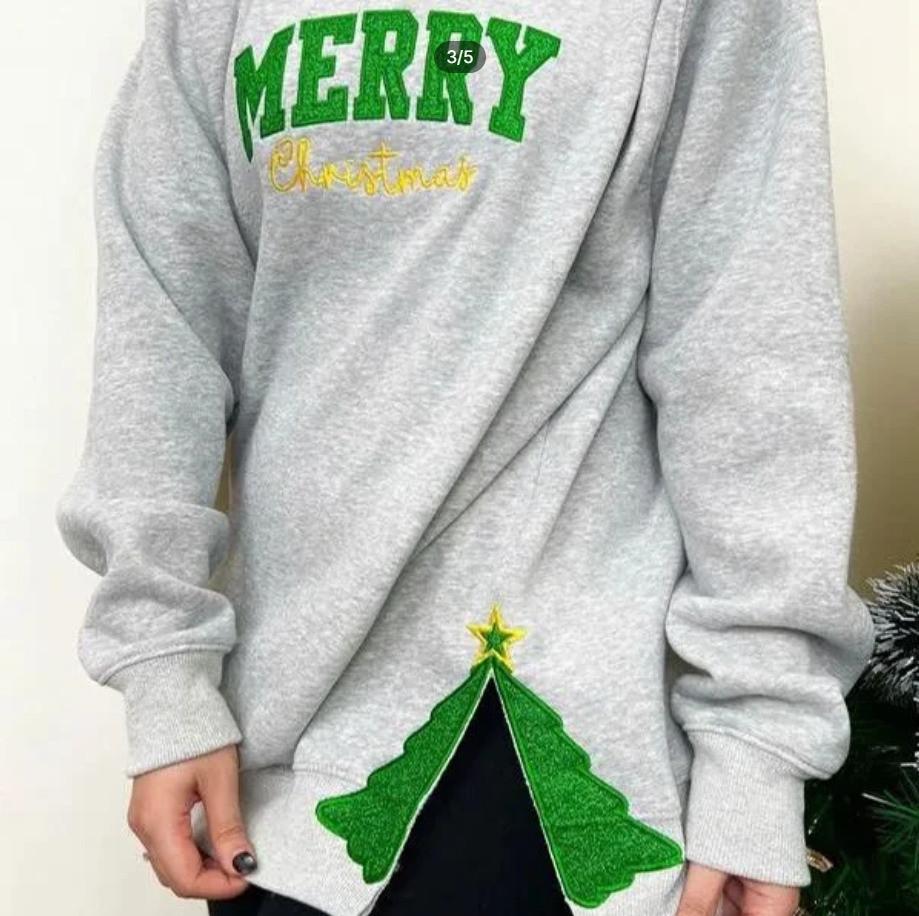 Custom Embroidered Hoodie with Christmas Tree Design for the Whole Family and Pets - Festive Style