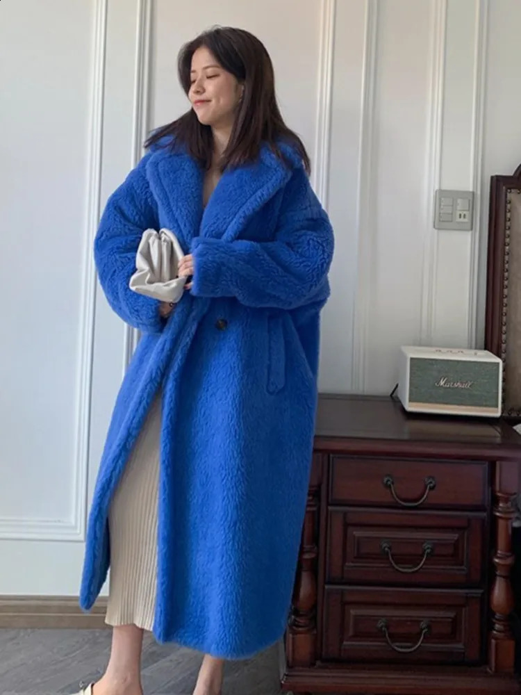 JuneRain Women Winter Longer Faux Fur Warm Coat Long Sleeve Vintage Female Thick Teddy Bear Coat Casual Loose Oversize Outwears 241116 - view 3