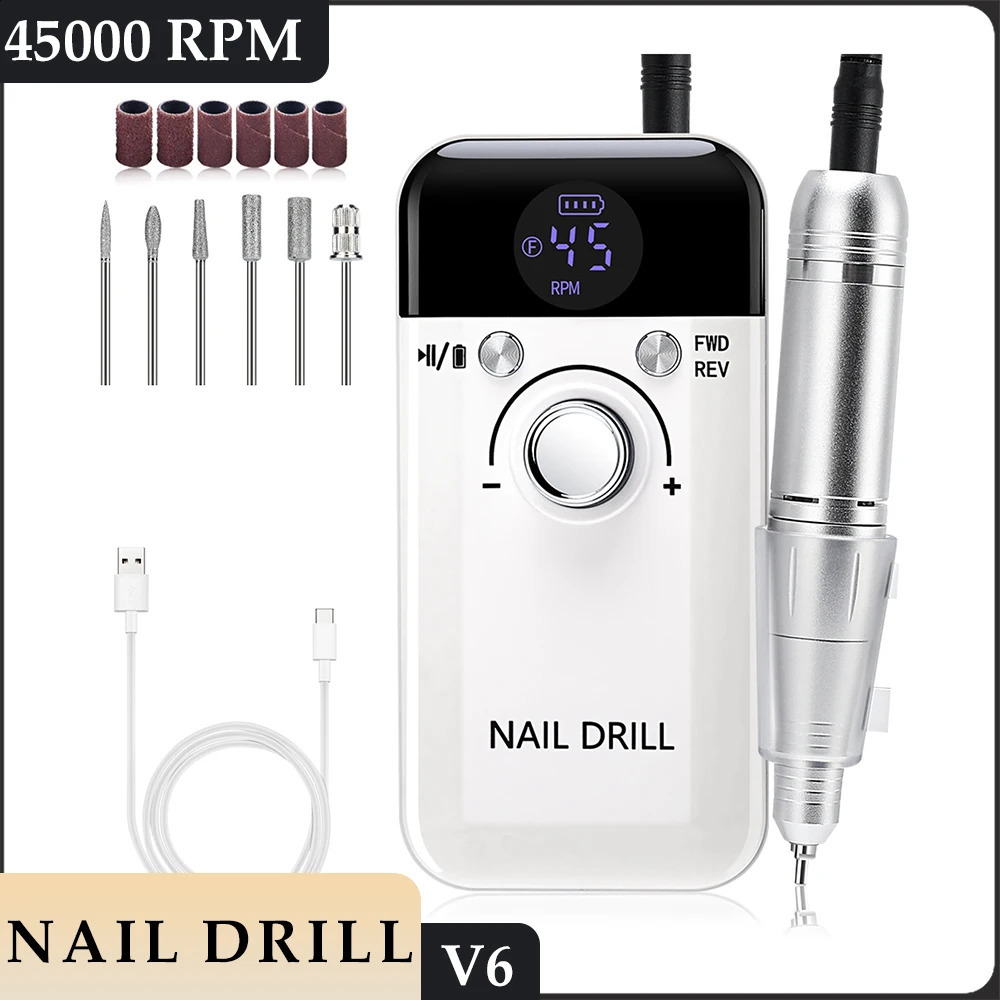 45000RPM nail drill portable nail polish gel sander electric professional nail lathe with LCD display nail art tool 241116