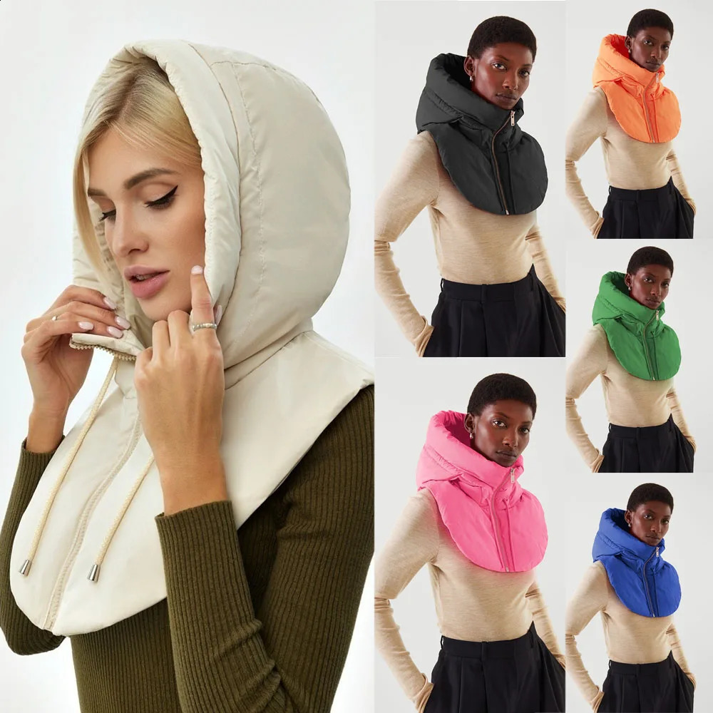 Winter coat scarf hooded false collar hat jacket collar ring scarf collar warm zipper fashionable ultra light warm 241116