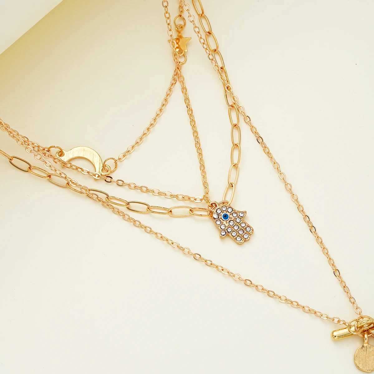 Bohemian Gold Color Multilayer Handmade Chain Vintage Fashion Crystal Pendant Necklaces Sets Jewelry For Women Accessories 2024 W250318