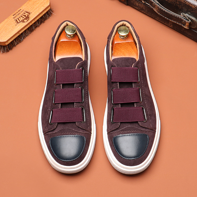 Fashion Men's Skateboard Men Casual Slip-On Leather Shoes Mens Outdoor Driving Flats