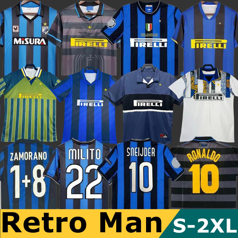 finals 2009 2010 MILITO SNEIJDER ZANETTI Retro Soccer jersey Pizarro Football MILANES 1997 1998 97 98 99 Djorkaeff Baggio RONALDO 02 03