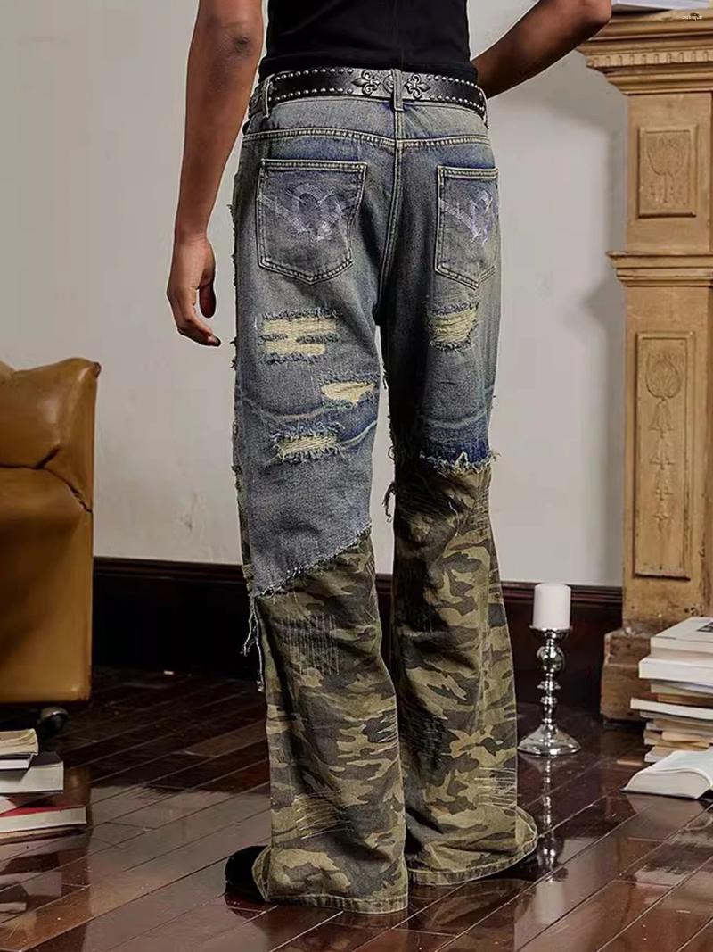 2025 S Fashion Designer Men S Jeans High End Straight Leg Pants Ripped Ing Design Trend Personality Fashion High Street Style