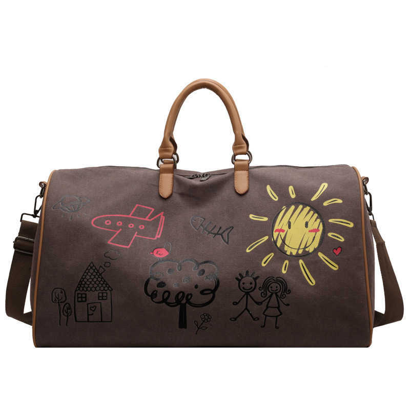 Graffiti Personalized Travel Bag Trendy Western Storage Bag for Business Travelers Casual Luggage Bag Large Capacity Crossbody Bag