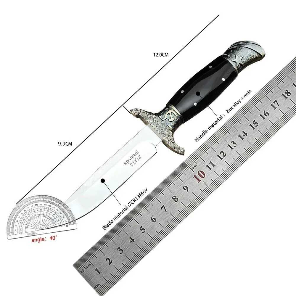 New Russian Ussr Finka NKVD fixed blade 7CR13Mov blade zinc alloy and resin manual hunting knife military tactical full Tang knife W241116