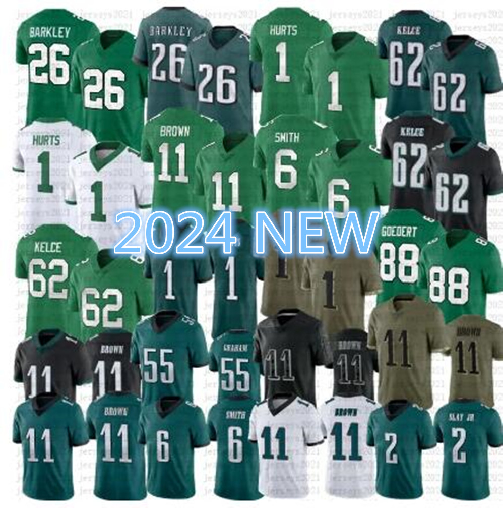 Brian Dawkins Saquon Barkley Jalen Jason Kelce A.J. Brown DeVonta Smith Jalen Carter Cooper DeJean 2024 Pickett Quinyon Philadelphialy Eagleslies Football Jerseys