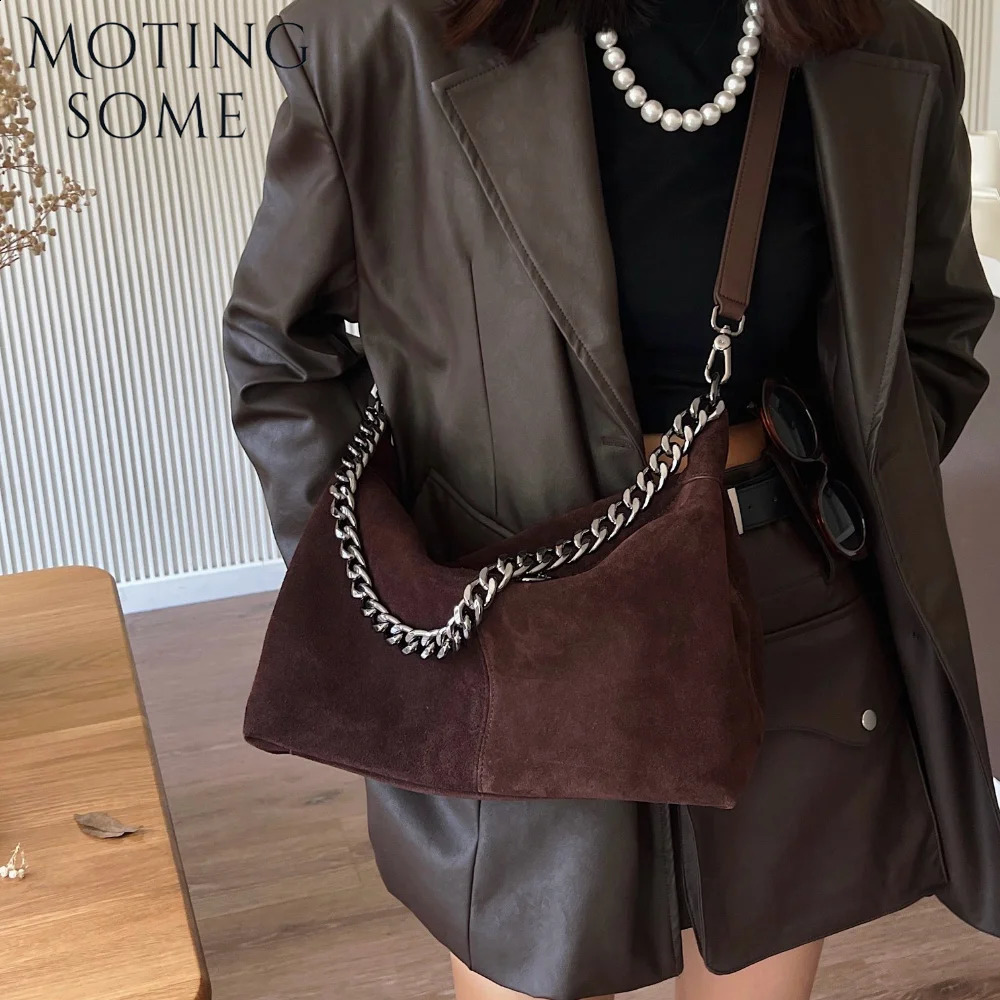 Motingsome Womens Suede Leather Bag Chain Shoulder Bag Autumn Fashion Bag Fashion Womens Trend Bag Edition 241116