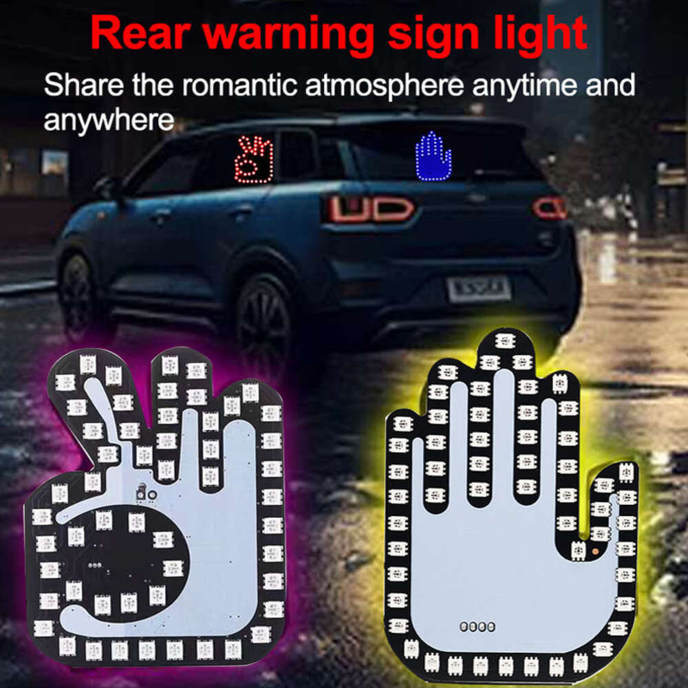 9 Styles New Car Funny Finger with Remote Control LED Luminated Gesture Light Hand Lamp Sticker Glow Panel for Rear Windshield