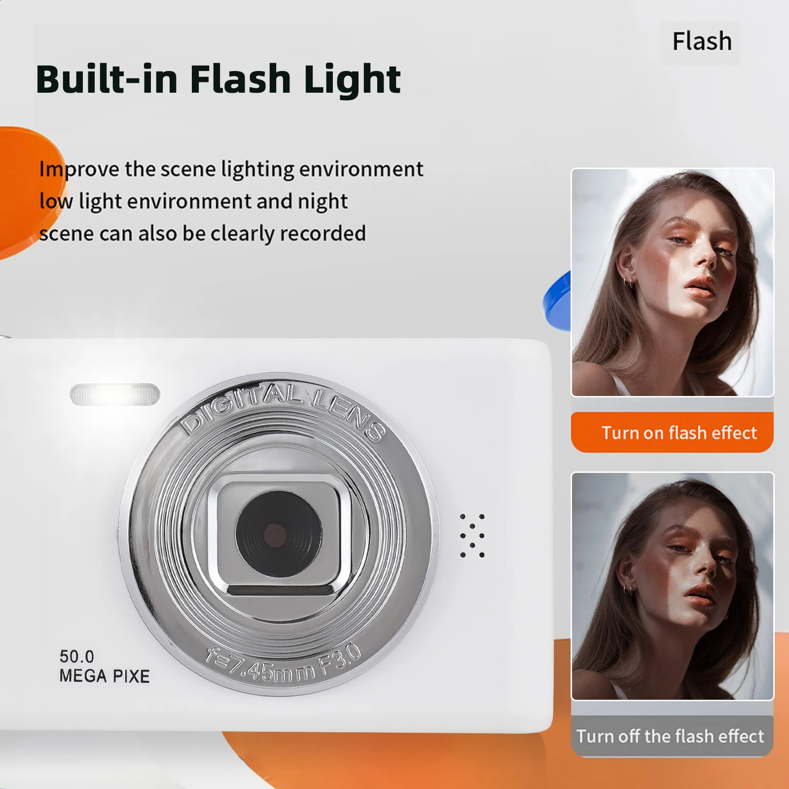 1080P Digital Video Camera 50MP Po Dual Lens 24 Inch Screen 8X Digital Zoom Builtin Flash Battery with 32GB TF Card 241113 - view 4