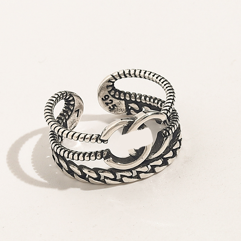 20Style for Woman Designer Double Letter Adjustable Rings Gold Plated Ring Wedding Retro Sier High Quality Jewelry