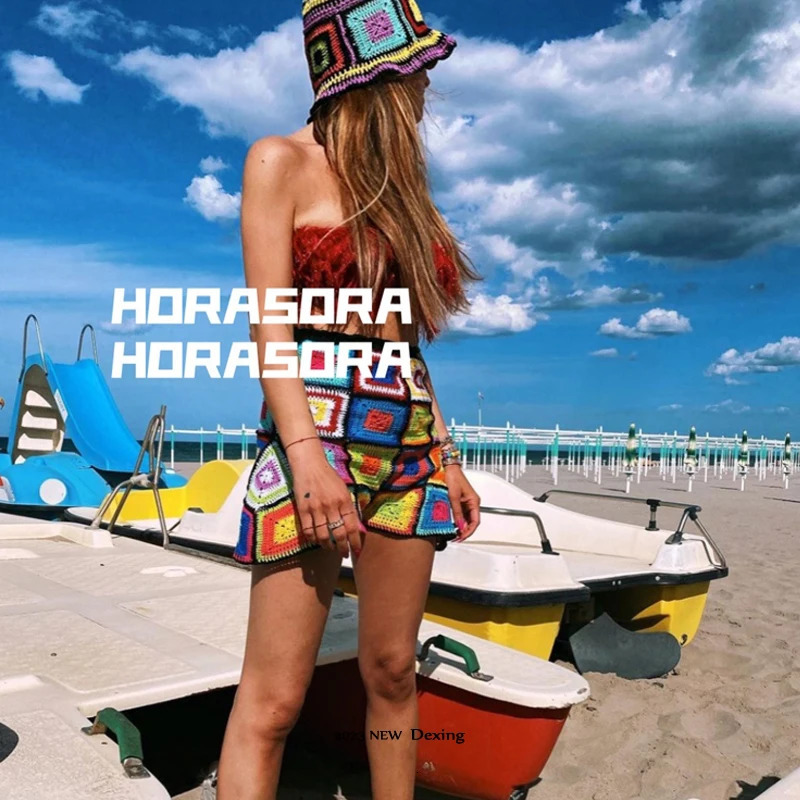 2023 Womens Handmade Crochet Bucket Hats Y2k Fashion Summer Beach Hat Korean Hollow Knitted 240403