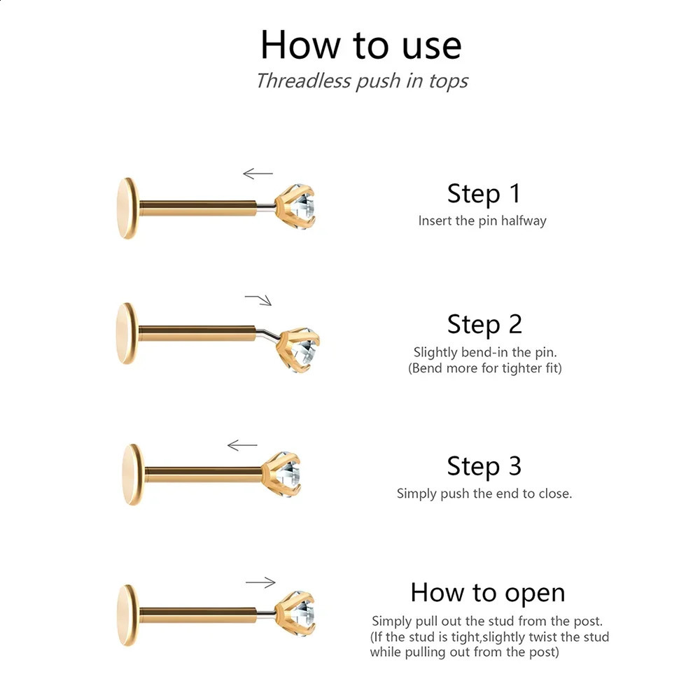 26PCS Stainless Steel Eearring Nose Stud Cartilage Piercing Jewelry Helix Tragus Lip Flat Back Tiny Earrings for Women 18G 241116