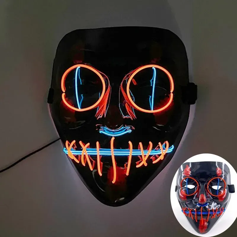 Slayer Glowing Demon EL Wire Kimetsu No Yaiba Characters Cosplay Costume Accessories Japanese Anime Fox Halloween LED Mask 0417