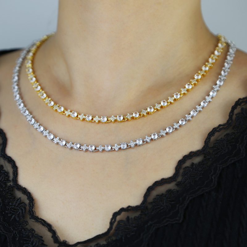 Prong Setting Cross Tennis Chain Bracelets for Women Iced Out Cubic Zirconia Paved Bg Cz Round Shape Fashion Jewelry 1d0b