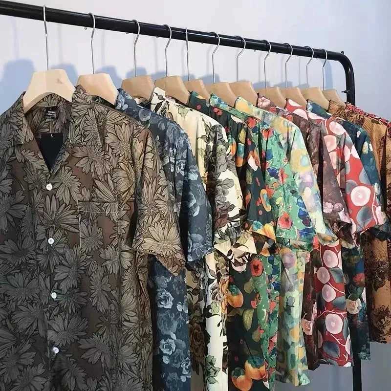 Men's Casual Shirts Cuban New Printed Short Sleeved Shirt For Mens Hawaiian Beach Travel Vacation Ultra Thin Loose Fashion Flip Collar Soft 24041