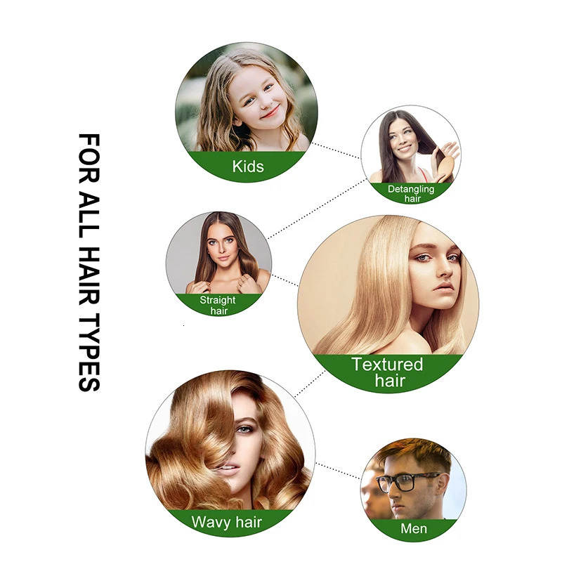 Bamboo Wide Tooth Double Head Flat Comb Wooden Air Cushion Massage Comb Pointed Tail Comb Professional Hair Salon Styling Brush 240407