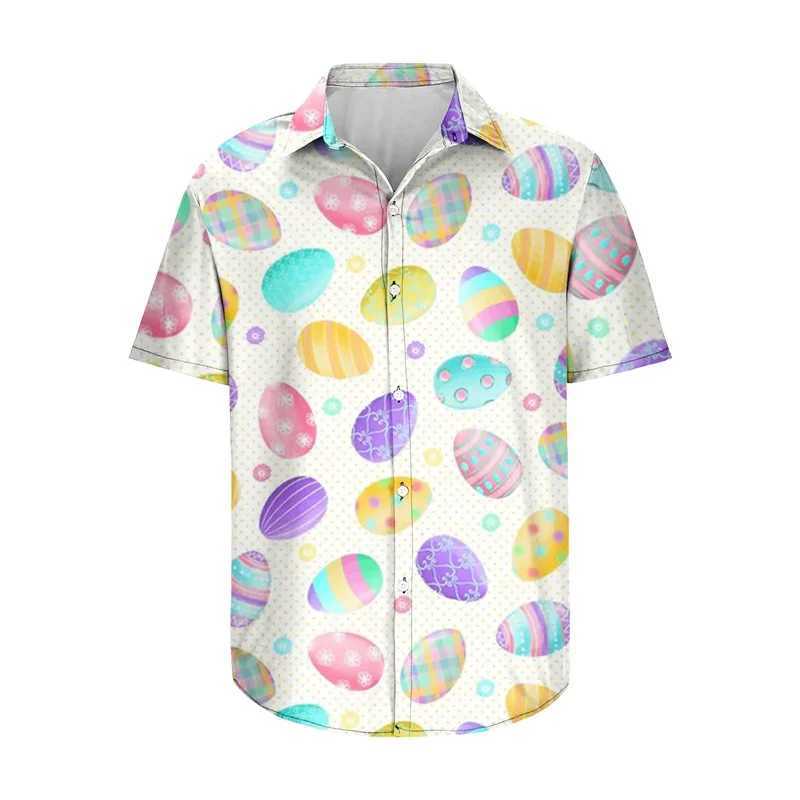 Men's Casual Shirts Men Women Easter Hawaiian Shirt Happy Short Sleeve Cuban Collar Button-Down Tops For 240417