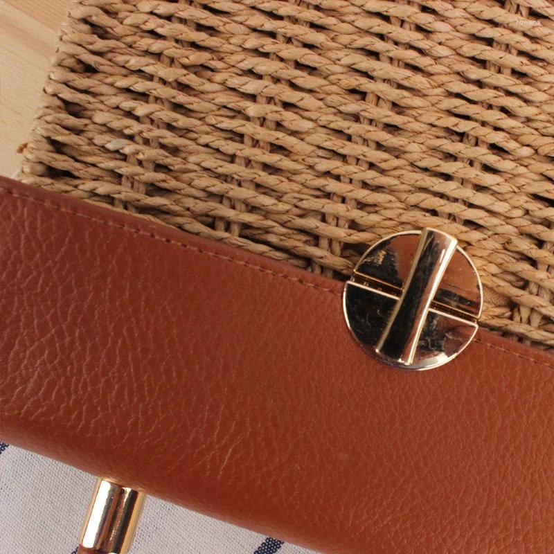 Totes Rattan Straw Bag Box Woven Handbag Crossbody Bags For Women