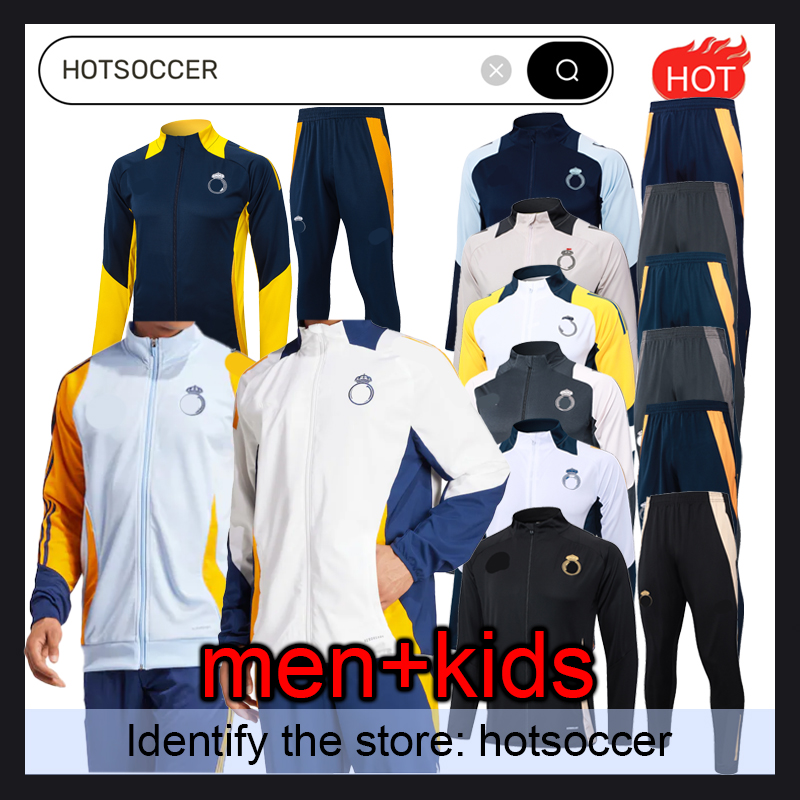 24 25 Madrid Jacket men and kids tracksuit Training half zip and short sleeved sportswear football sportswear set TRACKSUIT Madrid sportswear