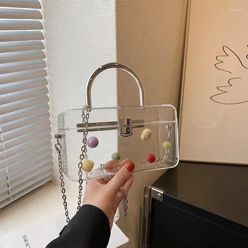 2025 NEW Totes Party Shoulder Bag Lady Acrylic Transparent Box Design Chain Cross Body Fashion Hand Held Small Square zhanyishengli