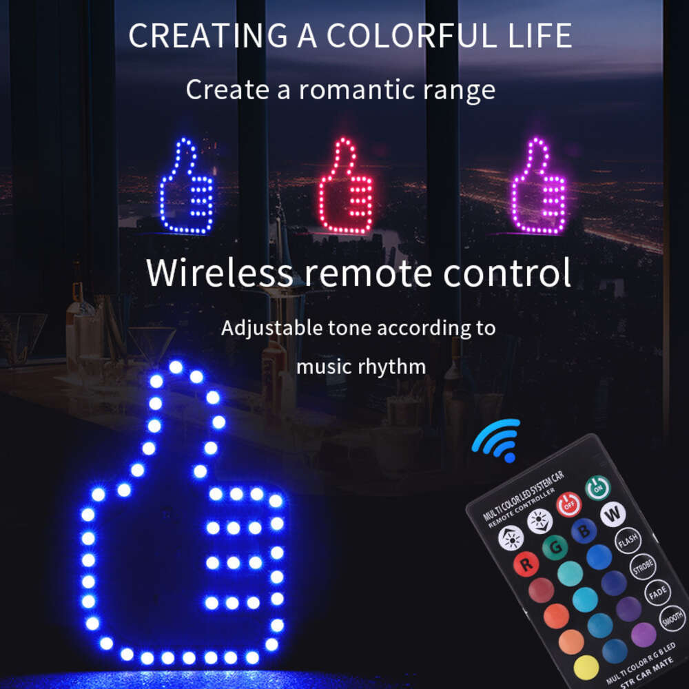 9 Styles New Car Funny Finger with Remote Control LED Luminated Gesture Light Hand Lamp Sticker Glow Panel for Rear Windshield