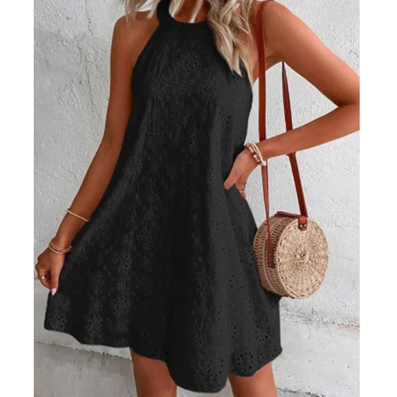 Summer Women O Neck Sexy Slim Mini Dresses Sleeveless Club Evening Party Black Short Dress Female Casual Chic Elegant Clothing 240412