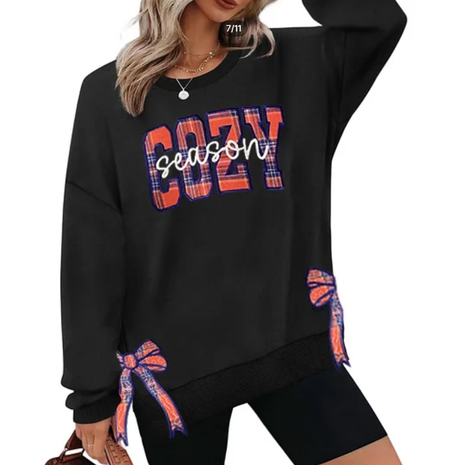 Family Pet Christmas Hoodie with Glitter Bow Embroidery Custom Made