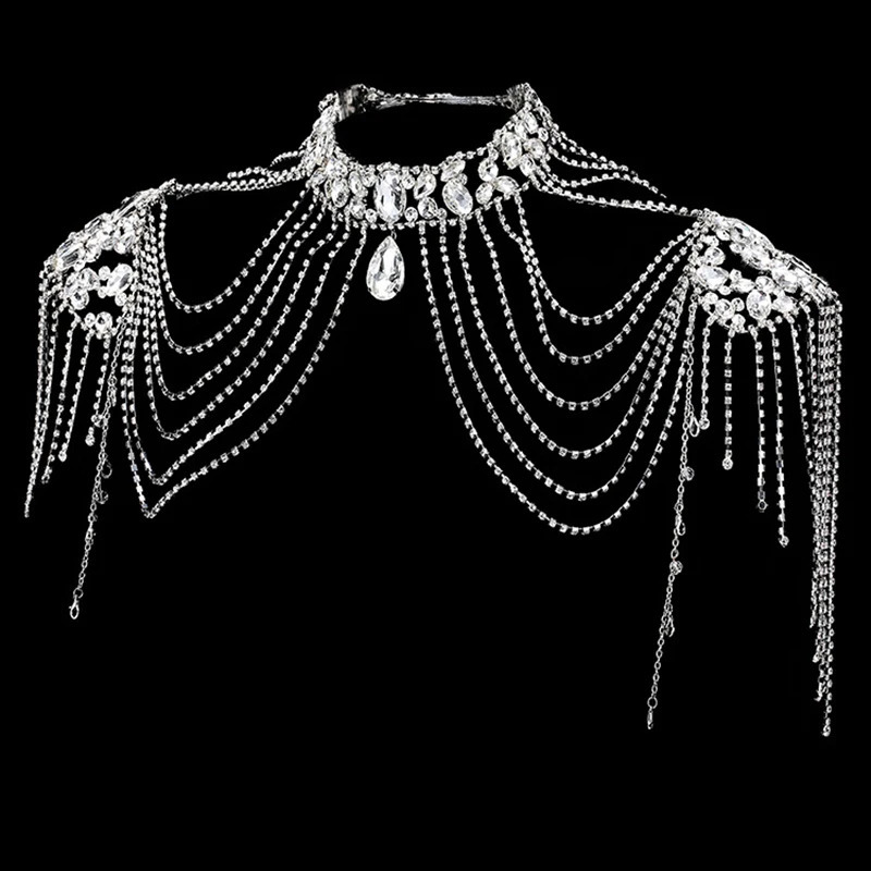 Bridal Chain Tassel Shoulder Straps Bridal Beads Lace Jewelry Crystal Accessories Wedding Necklace Jewelry 241116