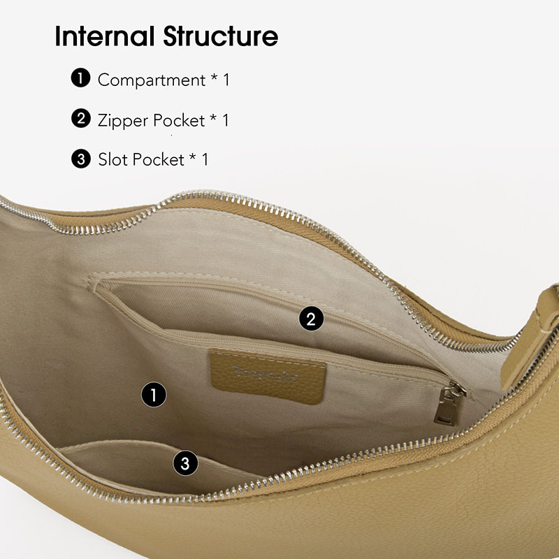 First Layer Cow Leather Half Moon Handbag Genuine Calfskin Crescent Shoulder Hobo Bag Full Grained Casual Commute Genuine Leather BagVoyage
